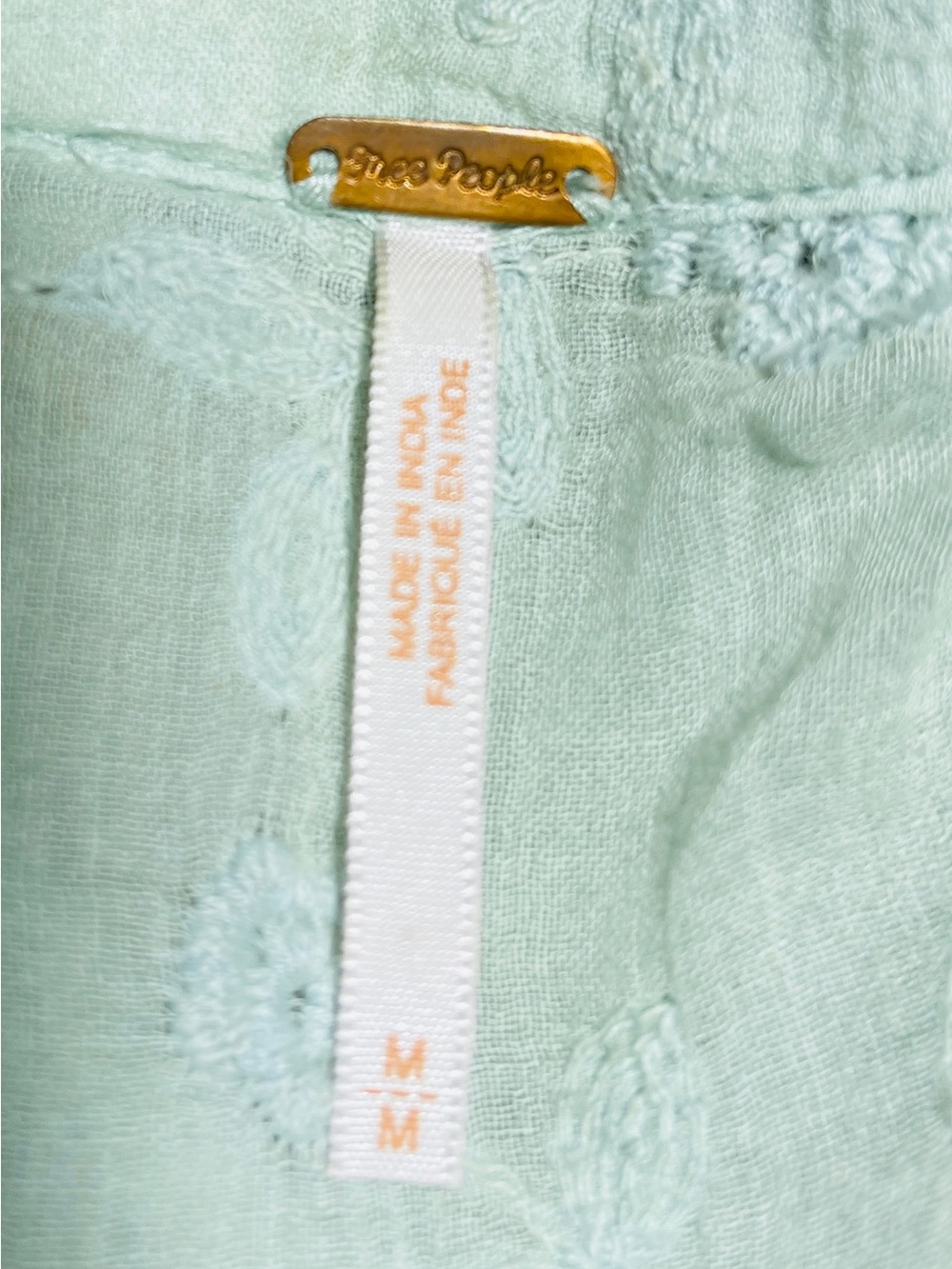 Free People Light Sage Green Embroidered Long Sleeve Tunic - Picture 3 of 3